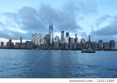 the skyscrapers of Manhattan, NYC, NY, USA, beautiful dramatic cityscape 120211869