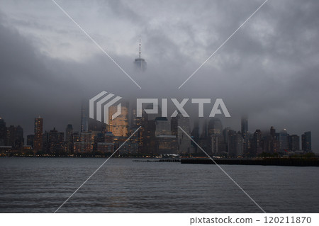 the skyscrapers of Manhattan, NYC, NY, USA, beautiful dramatic cityscape 120211870