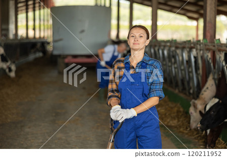 Woman is employee of company during break in work 120211952