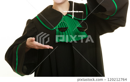 woman barrister holding scales. 120212764
