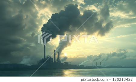 工廠煙囪冒出濃煙 120213422