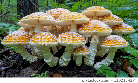 Red fly agaric in the forest Red fly agaric in the forest 120213427
