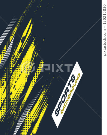 Sport Cover or Poster Design with Yellow Brush Strokes and Halftone Effect on Blue Background. Abstract Grunge Sport Background Sport Cover or Poster Design with Yellow Brush Strokes and Halftone Effect on Blue Background. Abstract Grunge Sport Background 120213830
