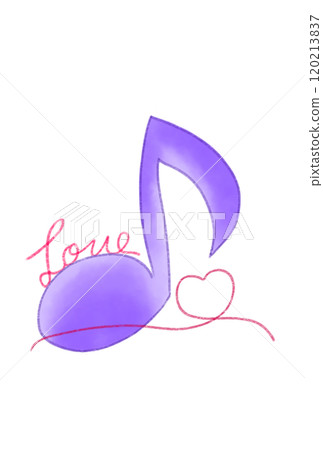 A musical note with the word LOVE on it A musical note with the word LOVE on it 120213837