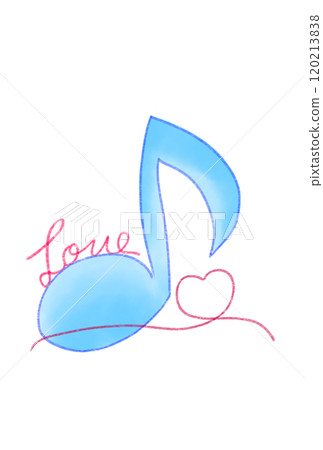 A musical note with the word LOVE on it 120213838