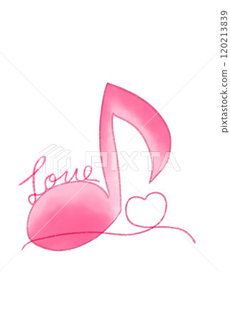 A musical note with the word LOVE on it A musical note with the word LOVE on it 120213839