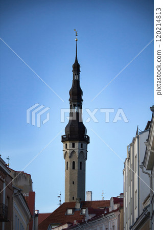 Tallinn Town Hall and Old Thomas over sky 120214813