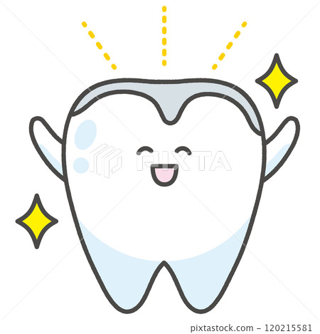 Character illustration of a tooth with a cap Character illustration of a tooth with a cap 120215581