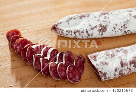 Fuet, traditional spanish sausage 120215678