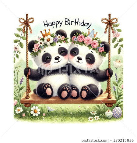 生日快樂生日快樂熊貓圖案生成AI 120215936
