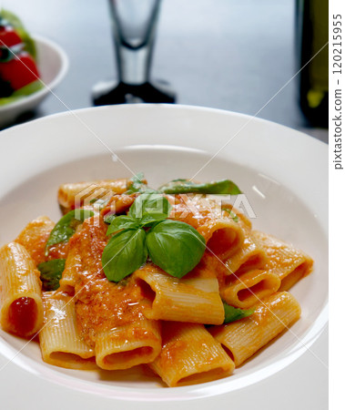 Pasta with tomato and cheese Pasta with tomato and cheese 120215955