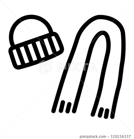 消音器和針織帽圖標 冬季相關圖標 120216137