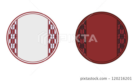 A frame with a circular pattern and arrowhead patterns on both ends. 120216201