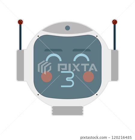 Robot face with kiss. Vector illustration. Robot face with kiss. Vector illustration. 120216485
