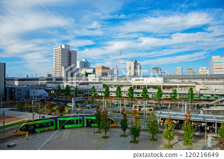 Light line and blue sky, Utsunomiya Station East Exit Light line and blue sky, Utsunomiya Station East Exit 120216649
