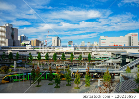 Light line and blue sky, Utsunomiya Station East Exit Light line and blue sky, Utsunomiya Station East Exit 120216650