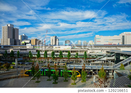 Light line and blue sky, Utsunomiya Station East Exit Light line and blue sky, Utsunomiya Station East Exit 120216651