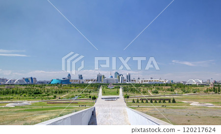 Panorama of the Astana city timelapse and the president's residence Akorda with park Panorama of the Astana city timelapse and the president's residence Akorda with park 120217624
