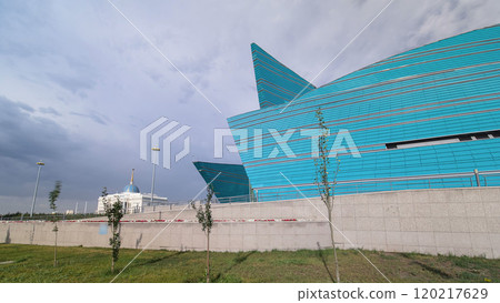 Kazakhstan Central Concert Hall timelapse hyperlapse, the biggest concert of the capital structure 120217629