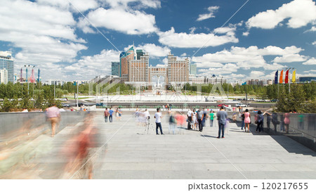 New business district timelapse from stairs Khan Shatyr in the capital of Kazakhstan in Astana. New business district timelapse from stairs Khan Shatyr in the capital of Kazakhstan in Astana. 120217655