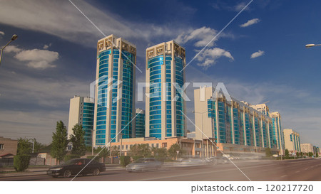 New business district timelapse hyperlapse in the capital of Kazakhstan in Astana. New business district timelapse hyperlapse in the capital of Kazakhstan in Astana. 120217720
