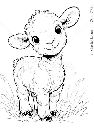 Illustration of a cute sheep in a farm 120217733