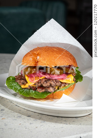 American spicy jalapeno hamburger American spicy jalapeno hamburger 120217770