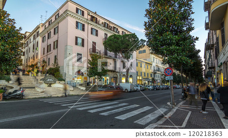 Typical medieval narrow street in beautiful town of Albano Laziale night timelapse, Italy Typical medieval narrow street in beautiful town of Albano Laziale night timelapse, Italy 120218363