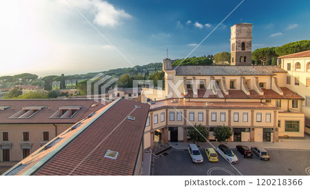 Church of the Capuchins of Albano Laziale illuminated by the sun timelapse in a summer day 120218366