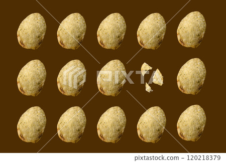 Crispy homemade potato chips, isolated 120218379