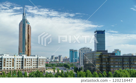 New business district timelapse from roof in the capital of Kazakhstan in Astana. 120218447