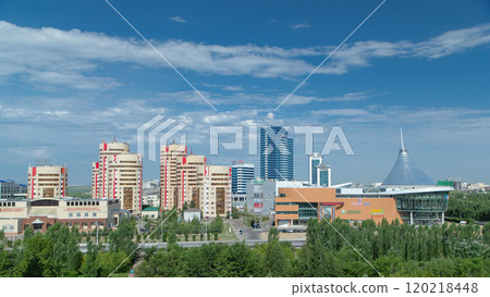 New business district timelapse from roof in the capital of Kazakhstan in Astana. 120218448