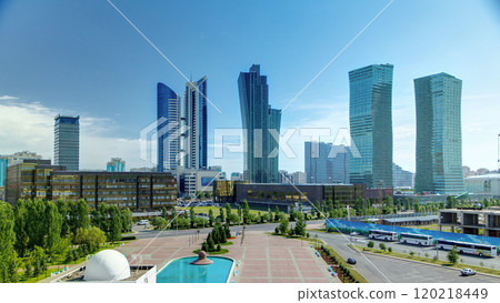 New business district timelapse from roof in the capital of Kazakhstan in Astana. New business district timelapse from roof in the capital of Kazakhstan in Astana. 120218449