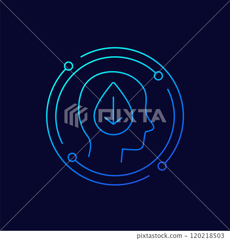 dehydration icon with a human head, linear design 120218503