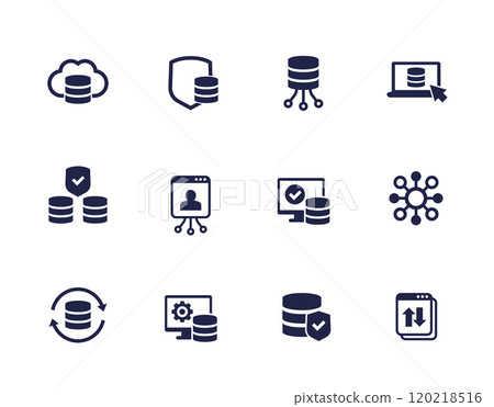 data storage and security, database icons set 120218516