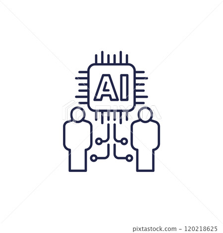 Artificial Intelligence and humans line icon 120218625