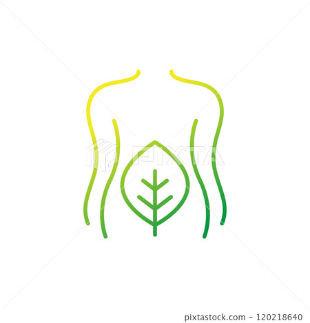 detox line icon with woman body and green leaf detox line icon with woman body and green leaf 120218640
