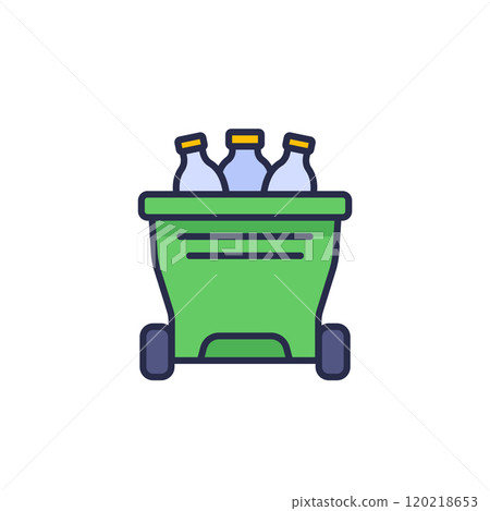 plastic bottles in trash bin icon with outline plastic bottles in trash bin icon with outline 120218653