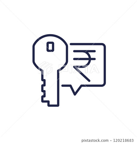 Key money icon with rupee, line vector design 120218683
