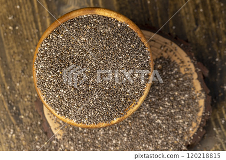 black and white chia seeds for a healthy diet 120218815