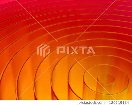 夢幻般的光線照亮的同心圓管道的 3D 插圖 120219184