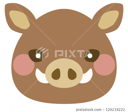 可愛的野豬插畫臉向量素材 120219222