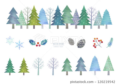 冬天的一排樹木和堅果 120219542