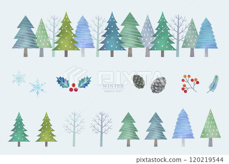 Winter trees and nuts (watercolor style vector) Winter trees and nuts (watercolor style vector) 120219544