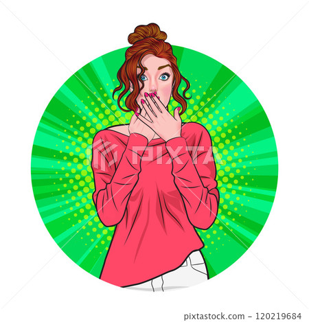 Avatar of woman or business person in various poses, circle background, pop art comics style Avatar of woman or business person in various poses, circle background, pop art comics style 120219684