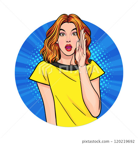 Avatar of woman or business person in various poses, circle background, pop art comics style 120219692