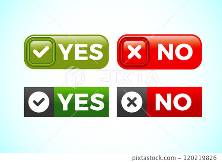 Yes and No badges, Check mark and cross mark icons 120219826