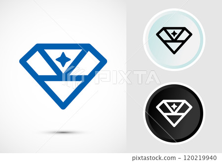 Diamond icon button design illustration. Jewel and gem icon 120219940
