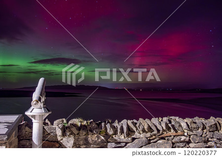 The Aurora Borealis, the northern lights, showing up in Portnoo, County Donegal, Ireland. 120220377