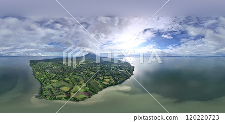 Green Ometepe island valley 360 vr aerial view 120220723